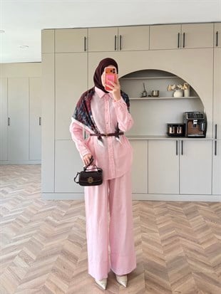 Miori Keten Pantolonlu Takım Pembe (3146)