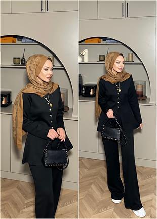 Mira Pantolonlu Takım Siyah