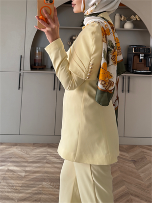 Mirel Pelerinli Ceket Takım ButterYellow (26032)