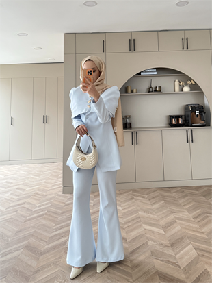 Mirel Pelerinli Ceket Takım Mavi (26032)