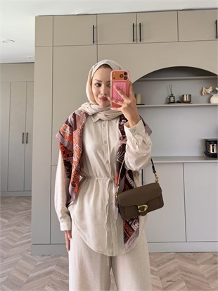 Miori Keten Pantolonlu Takım Naturel (3146)