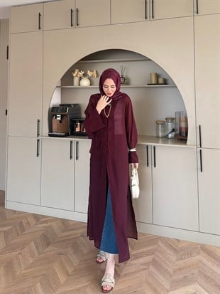Mivera Yırtmaçlı Bluz/Kimono Bordo (4538)