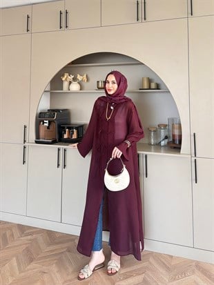 Mivera Yırtmaçlı Bluz/Kimono Bordo (4538)
