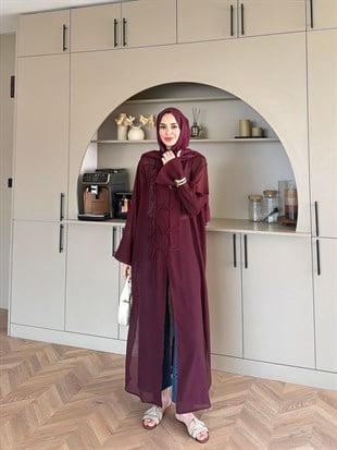 Mivera Yırtmaçlı Bluz/Kimono Bordo (4538)