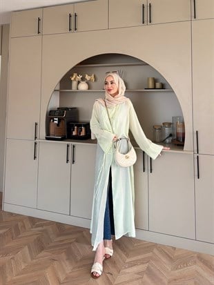 Mivera Yırtmaçlı Bluz/Kimono Çağla Yeşili (4538)