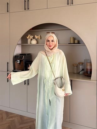 Mivera Yırtmaçlı Bluz/Kimono Çağla Yeşili (4538)