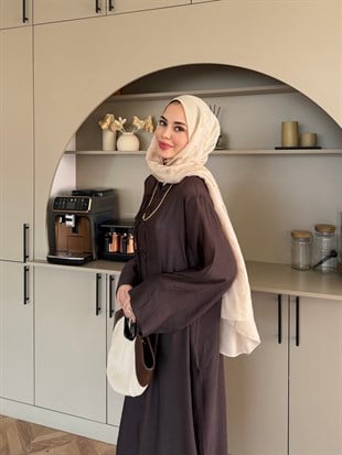 Mivera Yırtmaçlı Bluz/Kimono Kahve (4538)