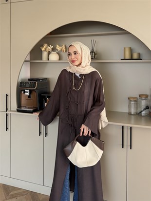 Mivera Yırtmaçlı Bluz/Kimono Kahve (4538)