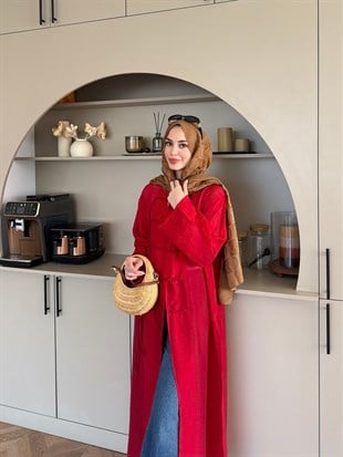 Mivera Yırtmaçlı Bluz/Kimono Kırmızı (4538)