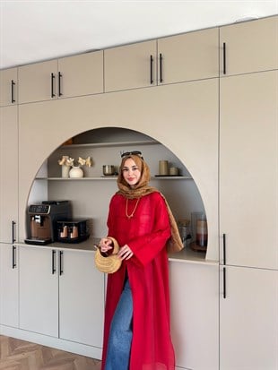 Mivera Yırtmaçlı Bluz/Kimono Kırmızı (4538)