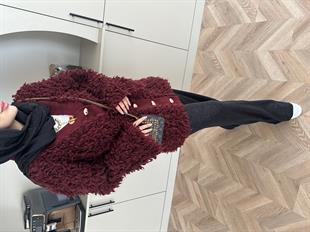 Moira Saçaklı Hırka Bordo