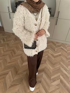 Moira Saçaklı Hırka Ekru