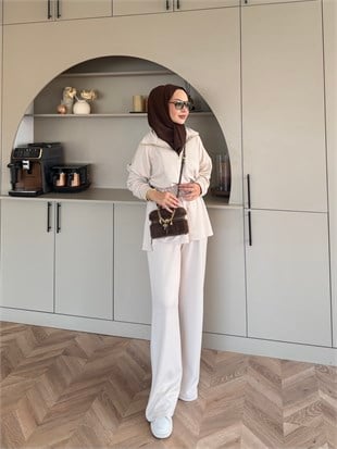 Moka Beli Büzgülü Oysh Takım Bej (2384)