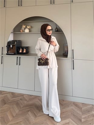 Moka Beli Büzgülü Oysh Takım Bej (2384)