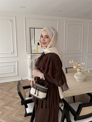 Mollis Fırfırlı Pantolon Takım Kahve (3040) 