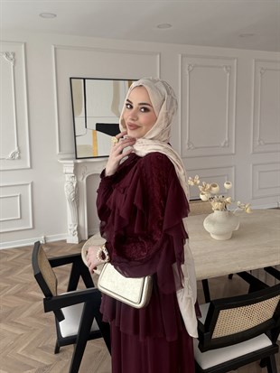 Mollis Fırfırlı Pantolon Takım Mürdüm (3040)