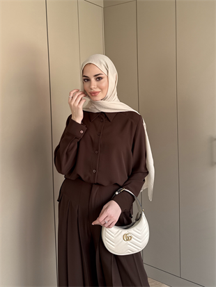 Monacco Pileli Pantolonlu Takım Acı Kahve (5729)