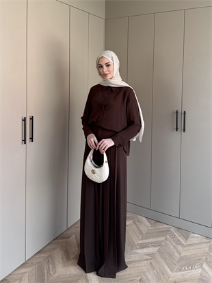 Monacco Pileli Pantolonlu Takım Acı Kahve (5729)