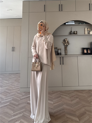 Monacco Pileli Pantolonlu Takım Bej (5729)