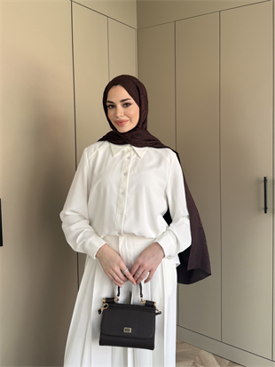 Monacco Pileli Pantolonlu Takım Beyaz (5729)