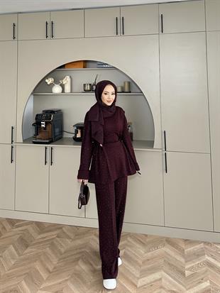 More Taşlı Oysh Takım Bordo