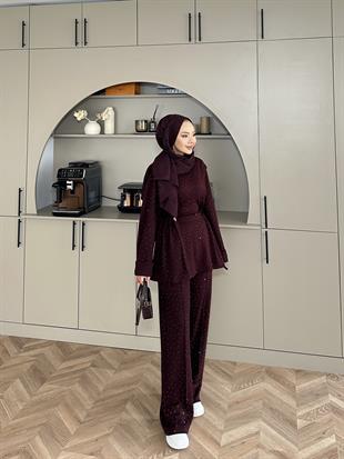 More Taşlı Oysh Takım Bordo