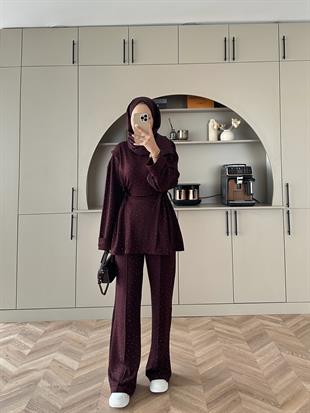 More Taşlı Oysh Takım Bordo