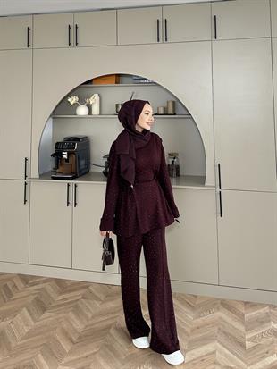 More Taşlı Oysh Takım Bordo