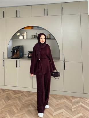 More Taşlı Oysh Takım Bordo