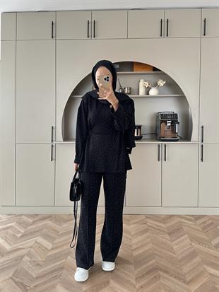 More Taşlı Oysh Takım Siyah