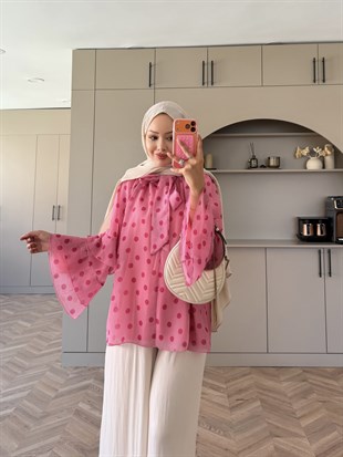 Morrow Puantiyeli Bluz Pembe 