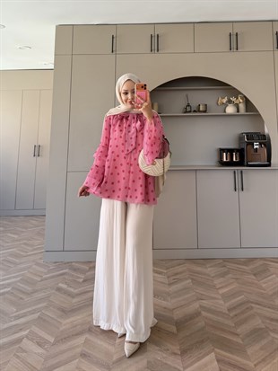 Morrow Puantiyeli Bluz Pembe 