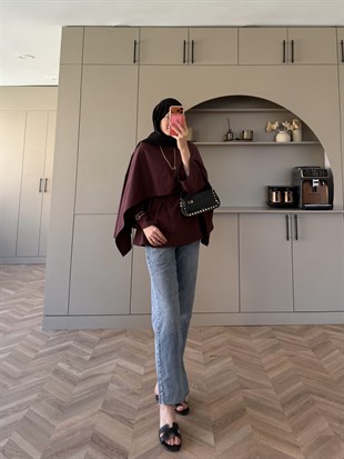 Motto Pelerin Yakalı Bluz Bordo (4506)