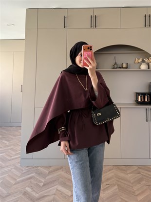 Motto Pelerin Yakalı Bluz Bordo (4506)