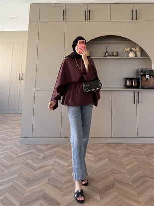Motto Pelerin Yakalı Bluz Bordo (4506)