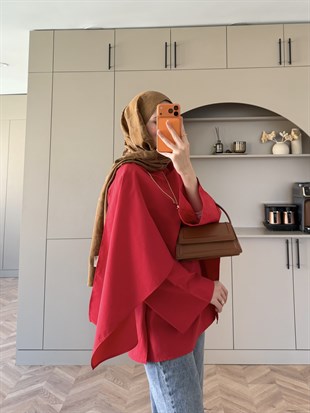Motto Pelerin Yakalı Bluz Kırmızı (4506)