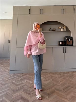 Motto Pelerin Yakalı Bluz Pembe (4506)