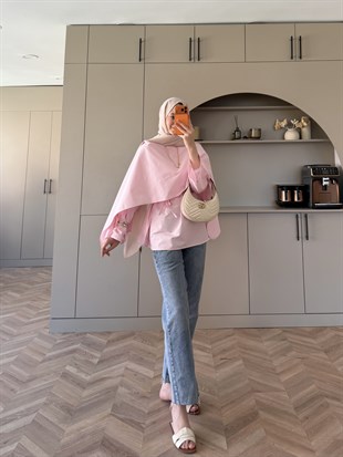 Motto Pelerin Yakalı Bluz Pembe (4506)