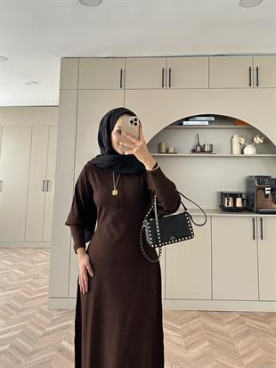 Moza Triko Elbise Acı Kahve