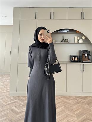 Moza Triko Elbise Antrasit