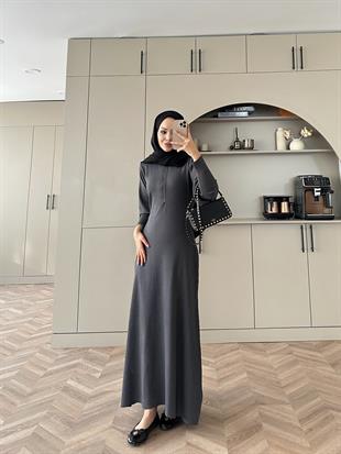 Moza Triko Elbise Antrasit