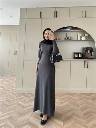 Moza Triko Elbise Antrasit