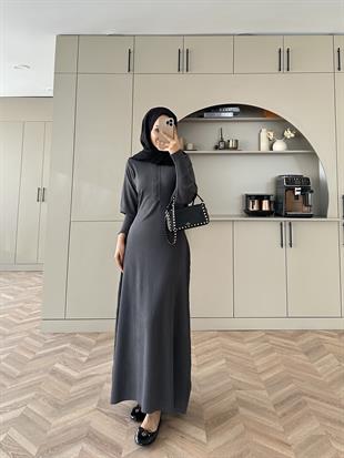 Moza Triko Elbise Antrasit