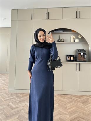 Moza Triko Elbise Lacivert