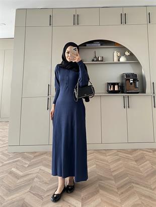 Moza Triko Elbise Lacivert