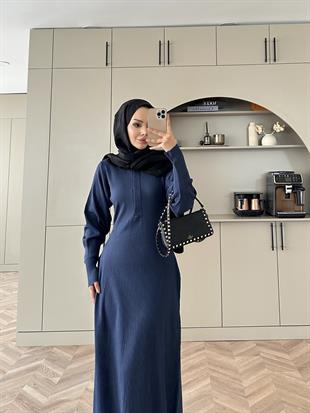 Moza Triko Elbise Lacivert