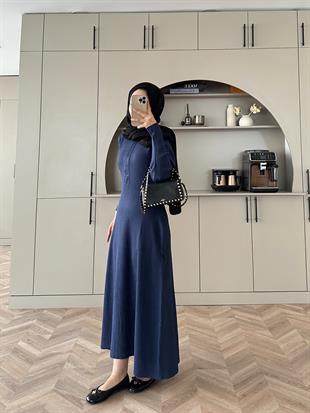 Moza Triko Elbise Lacivert