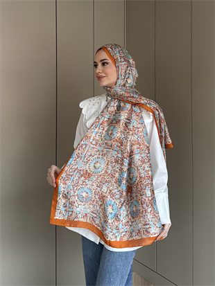 Mozaik Desen Şal Turuncu (096)