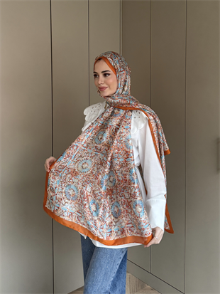 Mozaik Desen Şal Turuncu (096)
