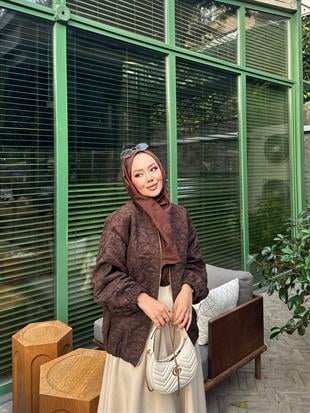 Muadil Dokulu Ceket Acı Kahve